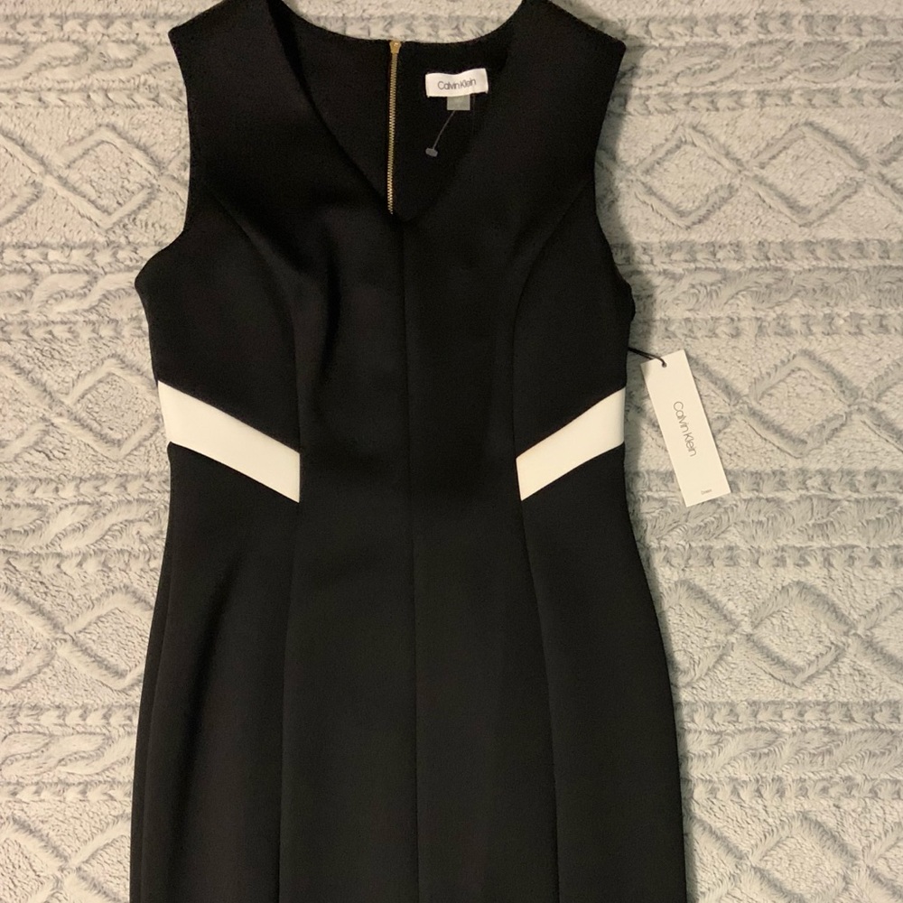 Calvin Klein Black & White fitted dress